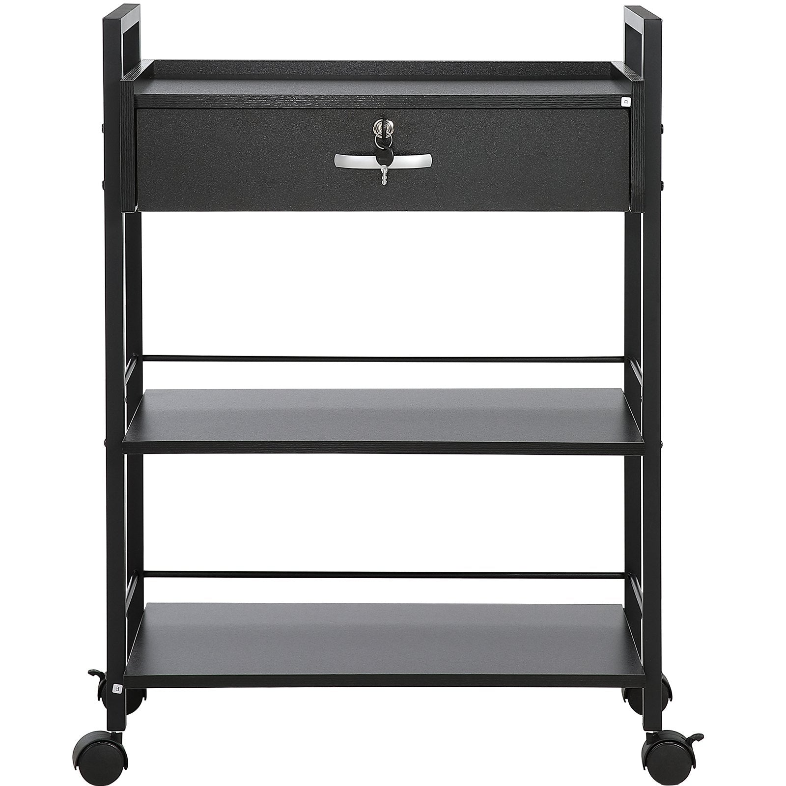 Beauty Salon Trolley Cart, 3-Tier Hair Salon Stations Cabinet for Stylist with Lockable Drawer, MDF Rolling V952-SLTCCTKHS1CMNOC7HV0