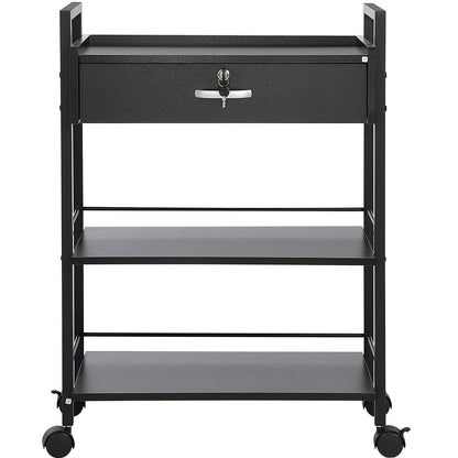 Beauty Salon Trolley Cart, 3-Tier Hair Salon Stations Cabinet for Stylist with Lockable Drawer, MDF Rolling V952-SLTCCTKHS1CMNOC7HV0