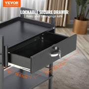 Beauty Salon Trolley Cart, 3-Tier Hair Salon Stations Cabinet for Stylist with Lockable Drawer, MDF Rolling V952-SLTCCTKHS1CMNOC7HV0