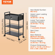 Beauty Salon Trolley Cart, 3-Tier Hair Salon Stations Cabinet for Stylist with Lockable Drawer, MDF Rolling V952-SLTCCTKHS1CMNOC7HV0
