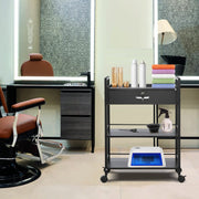 Beauty Salon Trolley Cart, 3-Tier Hair Salon Stations Cabinet for Stylist with Lockable Drawer, MDF Rolling V952-SLTCCTKHS1CMNOC7HV0