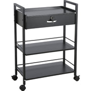 Beauty Salon Trolley Cart, 3-Tier Hair Salon Stations Cabinet for Stylist with Lockable Drawer, MDF Rolling V952-SLTCCTKHS1CMNOC7HV0