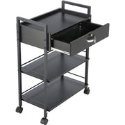 Beauty Salon Trolley Cart, 3-Tier Hair Salon Stations Cabinet for Stylist with Lockable Drawer, MDF Rolling V952-SLTCCTKHS1CMNOC7HV0