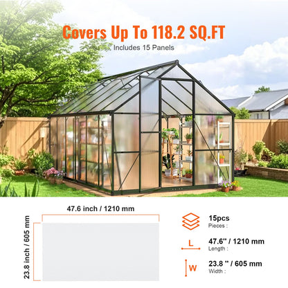 15 Pack Polycarbonate Greenhouse Panels, 2' X 4' X 0.24'' Roof Panels Sheets, Waterproof UV Protected V952-SLWDBBSTM15JKN5ETV0