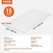 15 Pack Polycarbonate Greenhouse Panels, 2' X 4' X 0.24'' Roof Panels Sheets, Waterproof UV Protected V952-SLWDBBSTM15JKN5ETV0