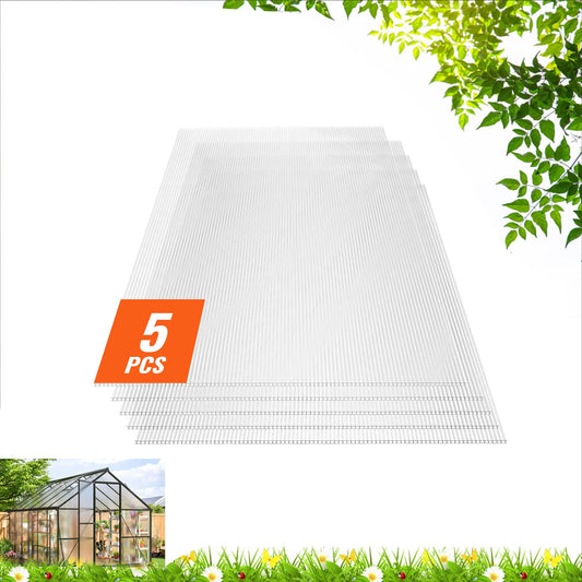 5 Pack Polycarbonate Greenhouse Panels 2' X 4' X 0.32'' Roof Sheets V952-SLWDBBSTM4FTWDFTVV0