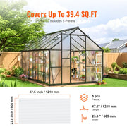 5 Pack Polycarbonate Greenhouse Panels 2' X 4' X 0.32'' Roof Sheets V952-SLWDBBSTM4FTWDFTVV0