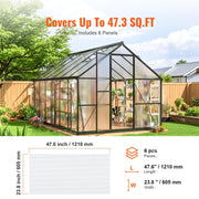 6 Pack Polycarbonate Greenhouse Panels, 3.96' x 1.98' x 0.157" Roof Panels Sheets, Waterproof UV Protected V952-SLWDBBSTM6J03UTBJV0