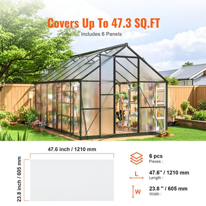 6 Pack Polycarbonate Greenhouse Panels, 3.96' x 1.98' x 0.157" Roof Panels Sheets, Waterproof UV Protected V952-SLWDBBSTM6J03UTBJV0