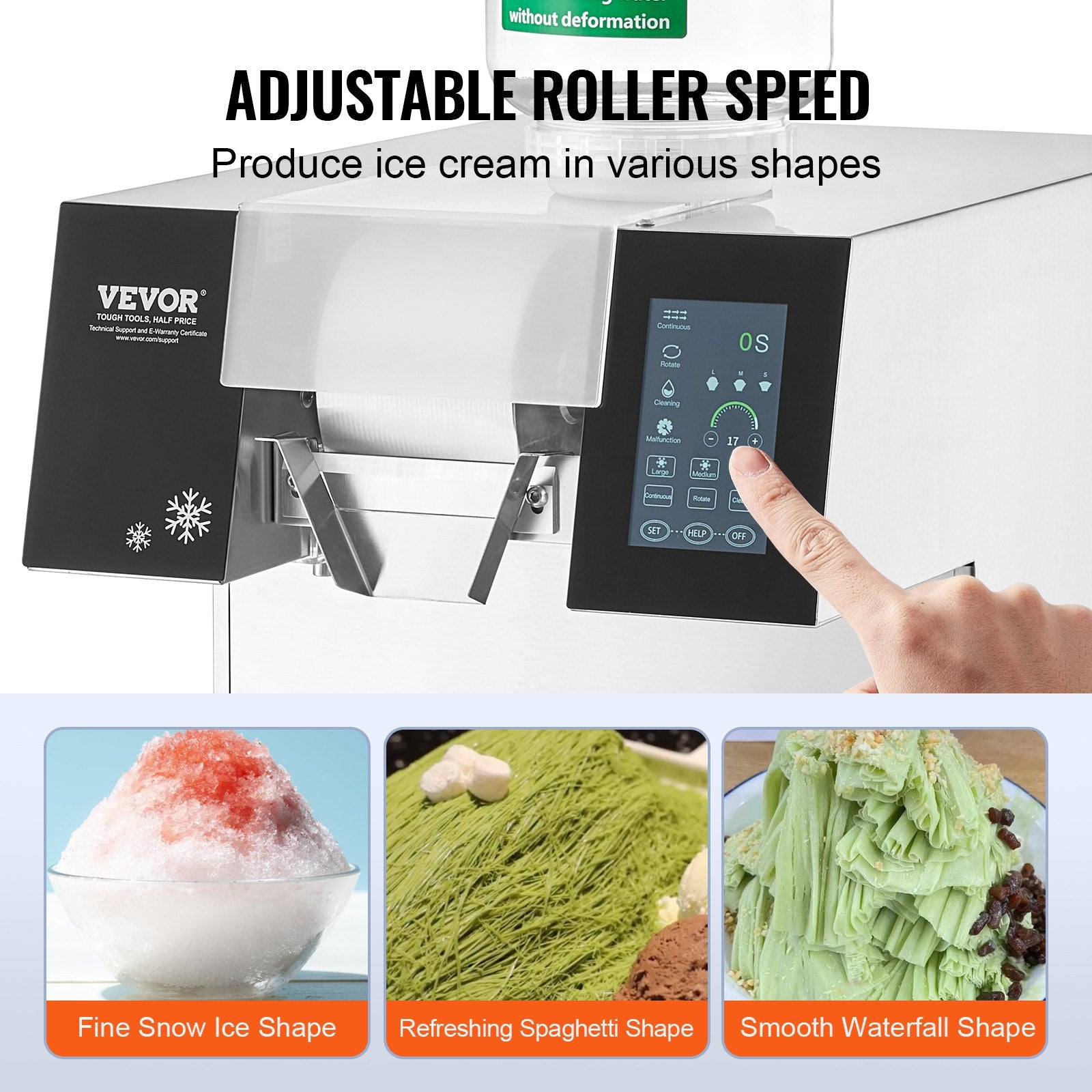 Commercial Snowflake Ice Machine, 397LBS/24H Snowflake Ice Maker, Stainless Steel Ice Shaver Machine, V952-SLXNBJCMYJP1SWA5FV3