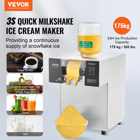 Commercial Snowflake Ice Machine, 385LBS/24H Snowflake Ice Maker, Stainless Steel Ice Shaver Machine, V952-SLXNBJLEDPCMFRQHJV3