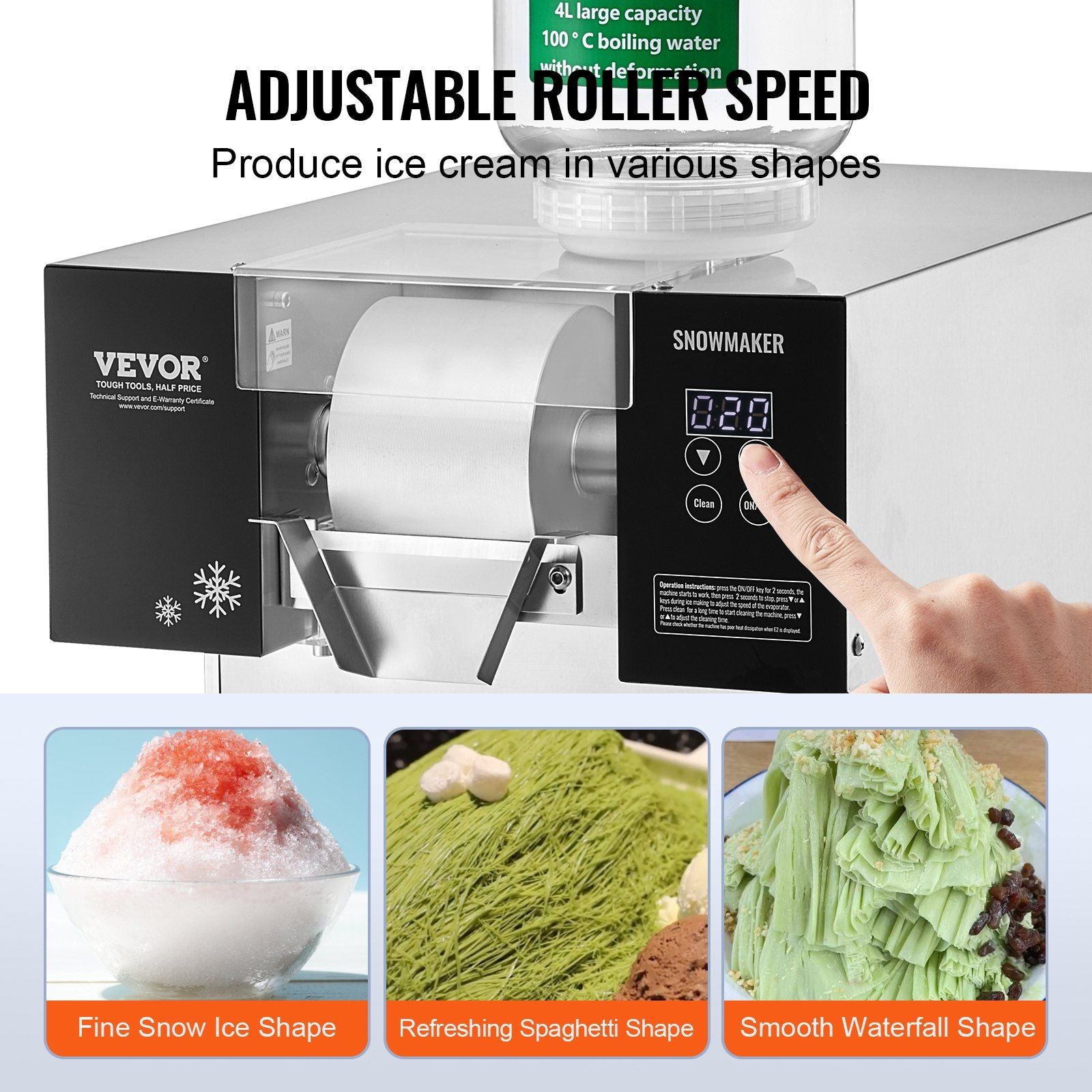 Commercial Snowflake Ice Machine, 385LBS/24H Snowflake Ice Maker, Stainless Steel Ice Shaver Machine, V952-SLXNBJLEDPCMFRQHJV3