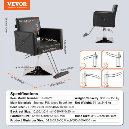 Salon Chair, Barber Chair for Hair Stylist, Styling Chair with Heavy Duty Hydraulic Pump, Swivel Hair Salon V952-SLYZ253143YCZWTDAV0