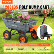 Dump Cart, Poly Garden Dump Cart with Easy to Assemble Steel Frame, Dump Wagon with 2-in-1 Convertible V952-SLZXTC1200B0XEEV4V0