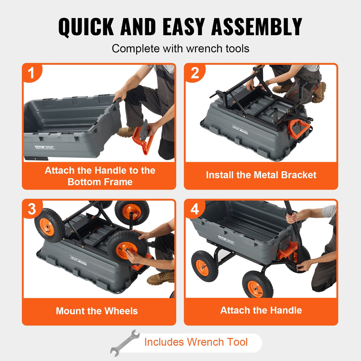 Dump Cart, Poly Garden Dump Cart with Easy to Assemble Steel Frame, Dump Wagon with 2-in-1 Convertible V952-SLZXTC1200B0XEEV4V0