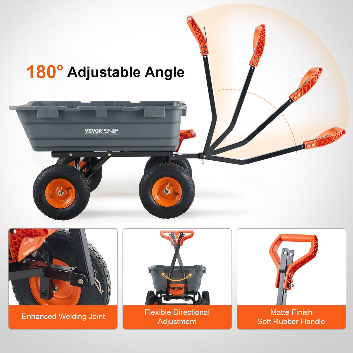 Dump Cart, Poly Garden Dump Cart with Easy to Assemble Steel Frame, Dump Wagon with 2-in-1 Convertible V952-SLZXTC1200B0XEEV4V0