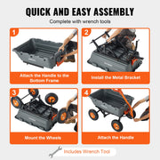 Dump Cart, Poly Garden Dump Cart with Easy to Assemble Steel Frame, Dump Wagon with 2-in-1 Convertible V952-SLZXTC1500B0FP7ZKV0