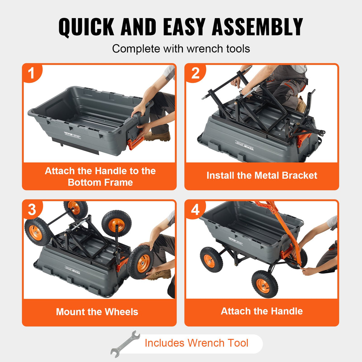 Dump Cart, Poly Garden Dump Cart with Easy to Assemble Steel Frame, Dump Wagon with 2-in-1 Convertible V952-SLZXTC1500B0FP7ZKV0