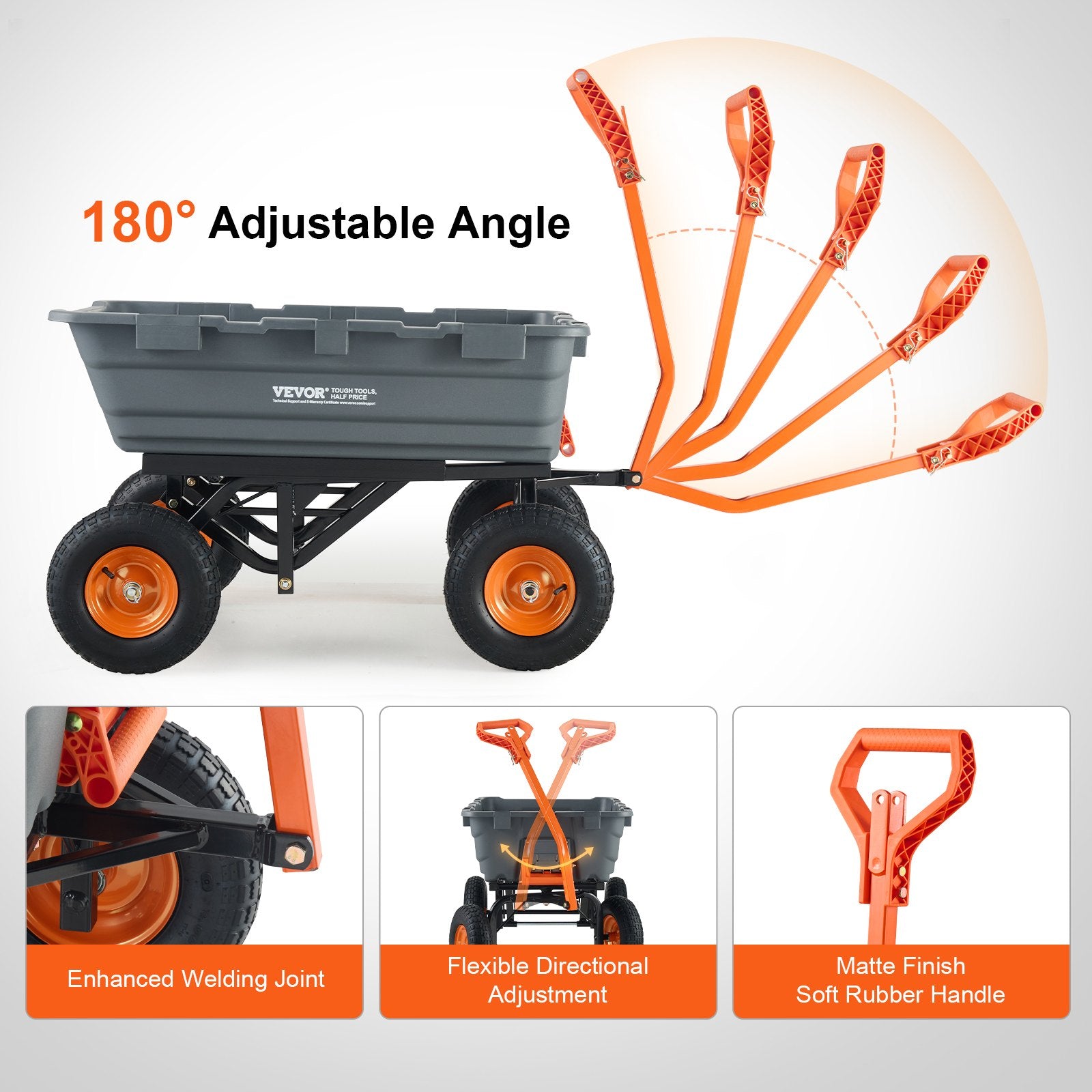 Dump Cart, Poly Garden Dump Cart with Easy to Assemble Steel Frame, Dump Wagon with 2-in-1 Convertible V952-SLZXTC1500B0FP7ZKV0