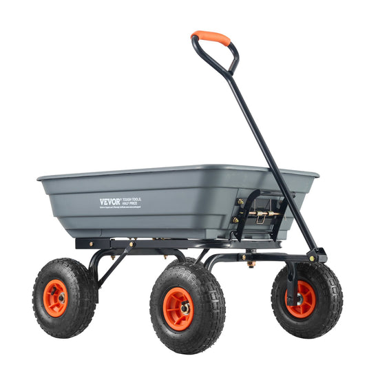 Dump Cart, Poly Garden Dump Cart with Easy to Assemble Steel Frame, Dump Wagon with 2-in-1 Convertible V952-SLZXTC600B005GQJAV0