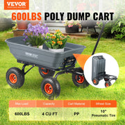 Dump Cart, Poly Garden Dump Cart with Easy to Assemble Steel Frame, Dump Wagon with 2-in-1 Convertible V952-SLZXTC600B005GQJAV0