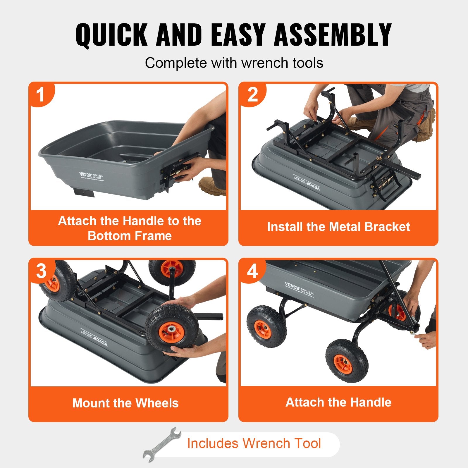 Dump Cart, Poly Garden Dump Cart with Easy to Assemble Steel Frame, Dump Wagon with 2-in-1 Convertible V952-SLZXTC600B005GQJAV0