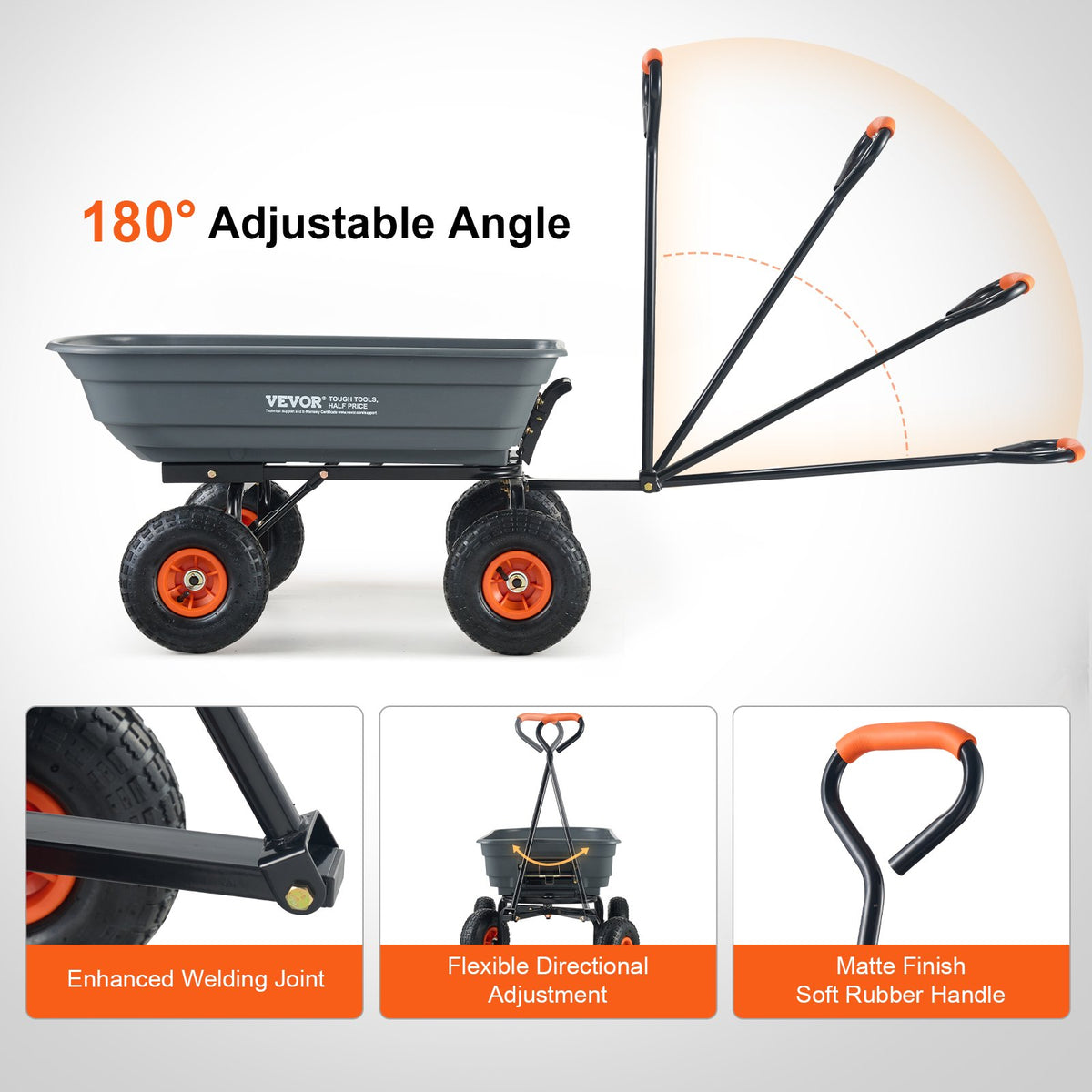 Dump Cart, Poly Garden Dump Cart with Easy to Assemble Steel Frame, Dump Wagon with 2-in-1 Convertible V952-SLZXTC600B005GQJAV0