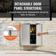 BBQ Access Door, 610x610 mm Double Outdoor Kitchen Door, Stainless Steel Flush Mount Door, Wall Vertical Door V952-SMABSCJMYS24Y71UBV0