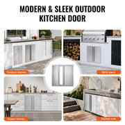 BBQ Access Door, 610x610 mm Double Outdoor Kitchen Door, Stainless Steel Flush Mount Door, Wall Vertical Door V952-SMABSCJMYS24Y71UBV0
