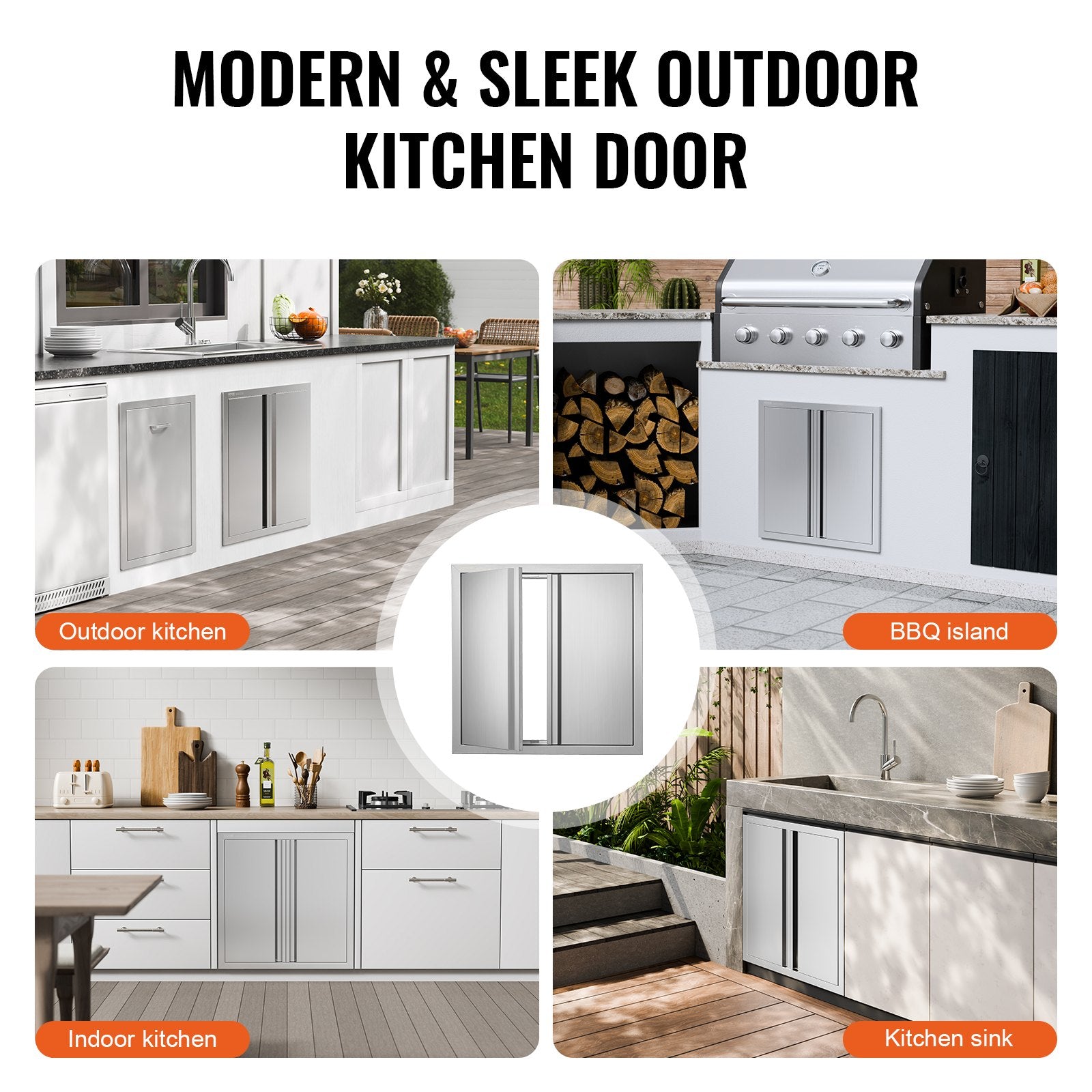 BBQ Access Door, 610x610 mm Double Outdoor Kitchen Door, Stainless Steel Flush Mount Door, Wall Vertical Door V952-SMABSCJMYS24Y71UBV0