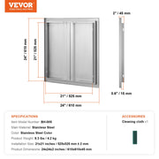 BBQ Access Door, 610x610 mm Double Outdoor Kitchen Door, Stainless Steel Flush Mount Door, Wall Vertical Door V952-SMABSCJMYS24Y71UBV0