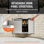 BBQ Access Door, 762x532 mm Double Outdoor Kitchen Door, Stainless Steel Flush Mount Door, Wall Vertical Door V952-SMABSCJMYS30M2GZNV0