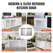 BBQ Access Door, 762x532 mm Double Outdoor Kitchen Door, Stainless Steel Flush Mount Door, Wall Vertical Door V952-SMABSCJMYS30M2GZNV0