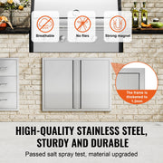 BBQ Access Door, 787x609 mm Double Outdoor Kitchen Door, Stainless Steel Flush Mount Door, Wall Vertical Door V952-SMABSCJMYS31WSG92V0
