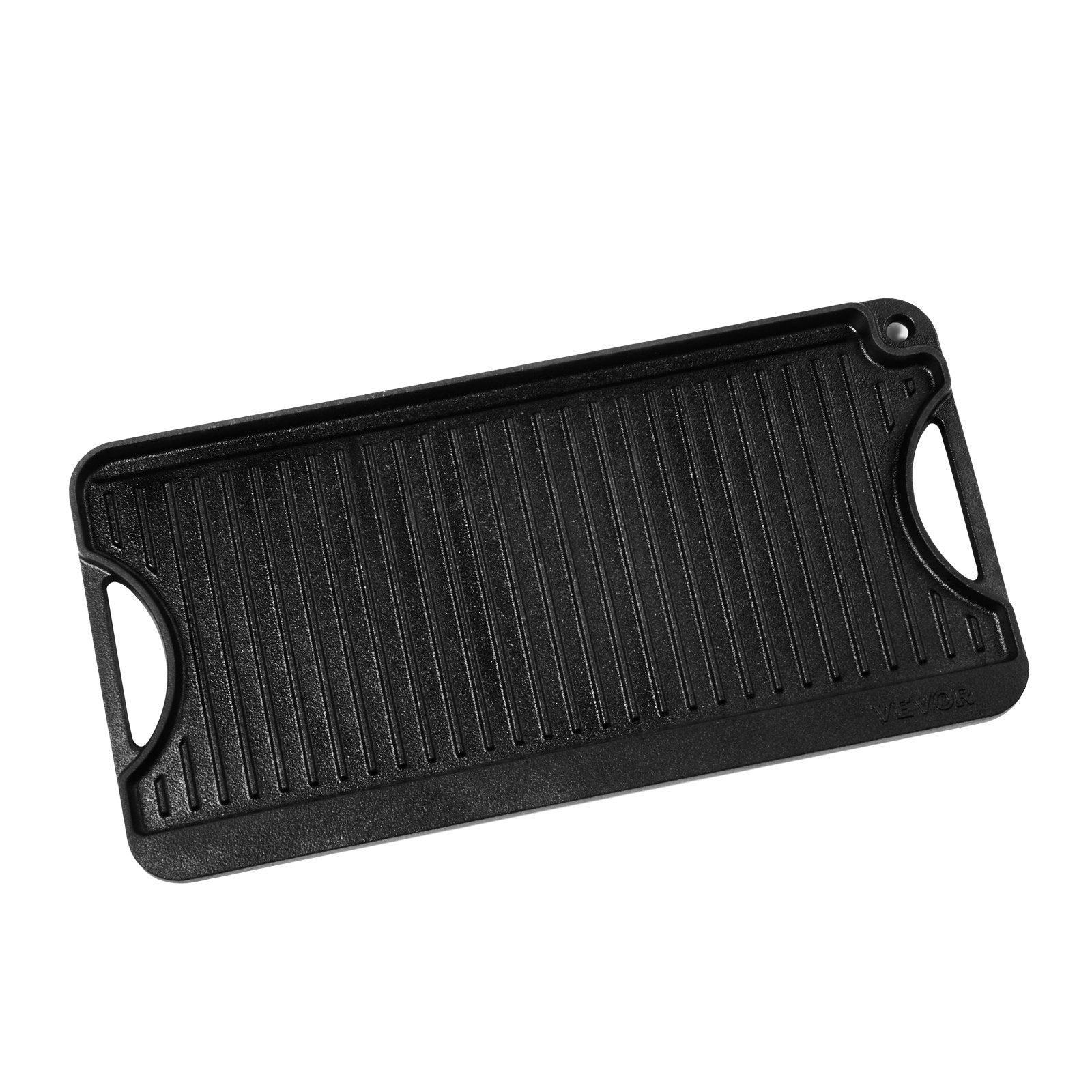 Reversible Grill/Griddle, 20x10 inch Pre-Seasoned Cast Iron Griddle, Portable Rectangular Pan with Handle, V952-SMJP2010INCHFUIXPV0