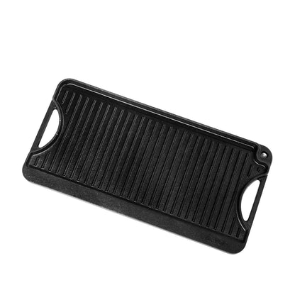 Reversible Grill/Griddle, 20x10 inch Pre-Seasoned Cast Iron Griddle, Portable Rectangular Pan with Handle, V952-SMJP2010INCHFUIXPV0