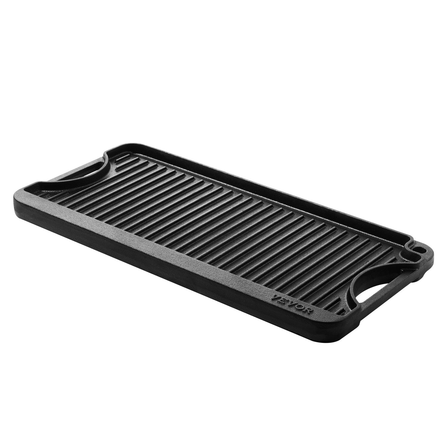 Reversible Grill/Griddle, 20x10 inch Pre-Seasoned Cast Iron Griddle, Portable Rectangular Pan with Handle, V952-SMJP2010INCHFUIXPV0