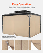 Gazebo Curtains Outdoor, Fit Most 10' x 10' x 6.7' Gazebos, 4-Panel Sidewall Gazebo Privacy Curtains with V952-SMLTCL10FT10EG66KV0