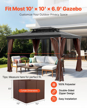 Gazebo Curtains Outdoor, Fit Most 2840 x 2840 x 2110 mm Gazebos, 4-Panel Sidewall Gazebo Privacy Curtains V952-SMLTCL10FT10KOIO4V0