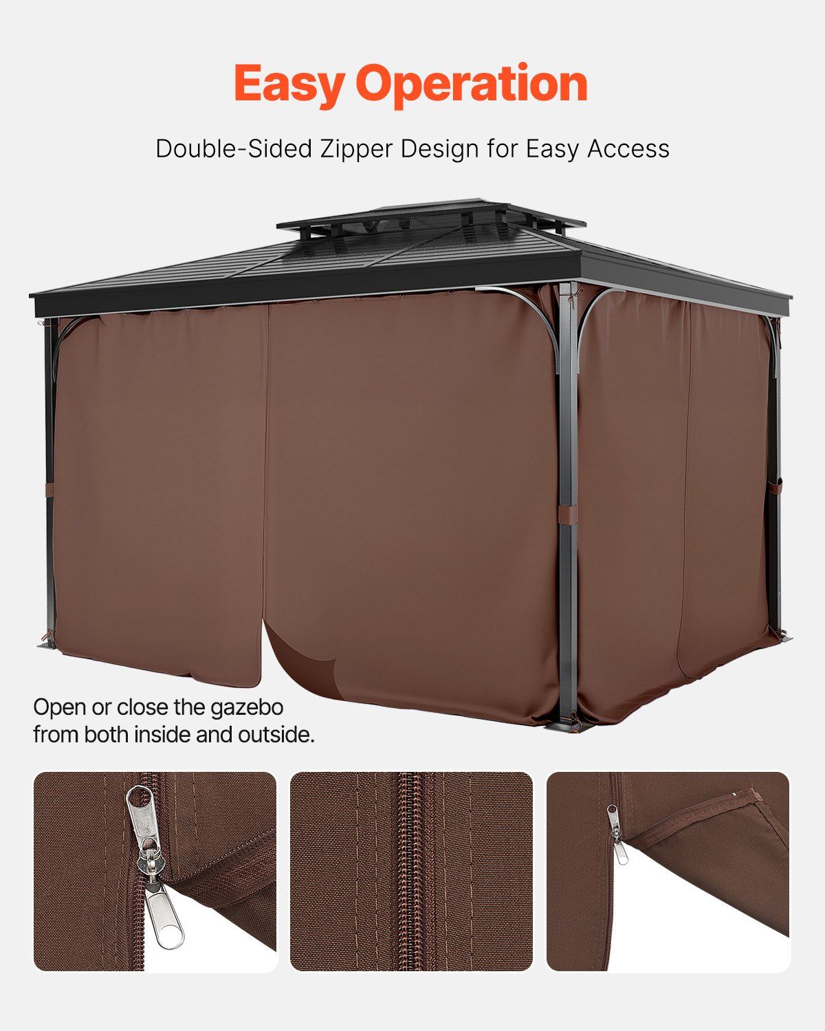 Gazebo Curtains Outdoor, Fit Most 2840 x 2840 x 2110 mm Gazebos, 4-Panel Sidewall Gazebo Privacy Curtains V952-SMLTCL10FT10KOIO4V0