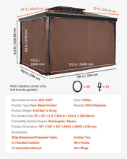 Gazebo Curtains Outdoor, Fit Most 2840 x 2840 x 2110 mm Gazebos, 4-Panel Sidewall Gazebo Privacy Curtains V952-SMLTCL10FT10KOIO4V0