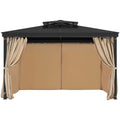 Gazebo Curtains Outdoor, 12' x 10' x 7.3' Gazebos, 4-Panel Sidewall Gazebo Privacy Curtains with Zippers, V952-SMLTCL12FT10QF3IIV0