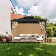 Gazebo Curtains Outdoor, 12' x 10' x 7.3' Gazebos, 4-Panel Sidewall Gazebo Privacy Curtains with Zippers, V952-SMLTCL12FT10QF3IIV0