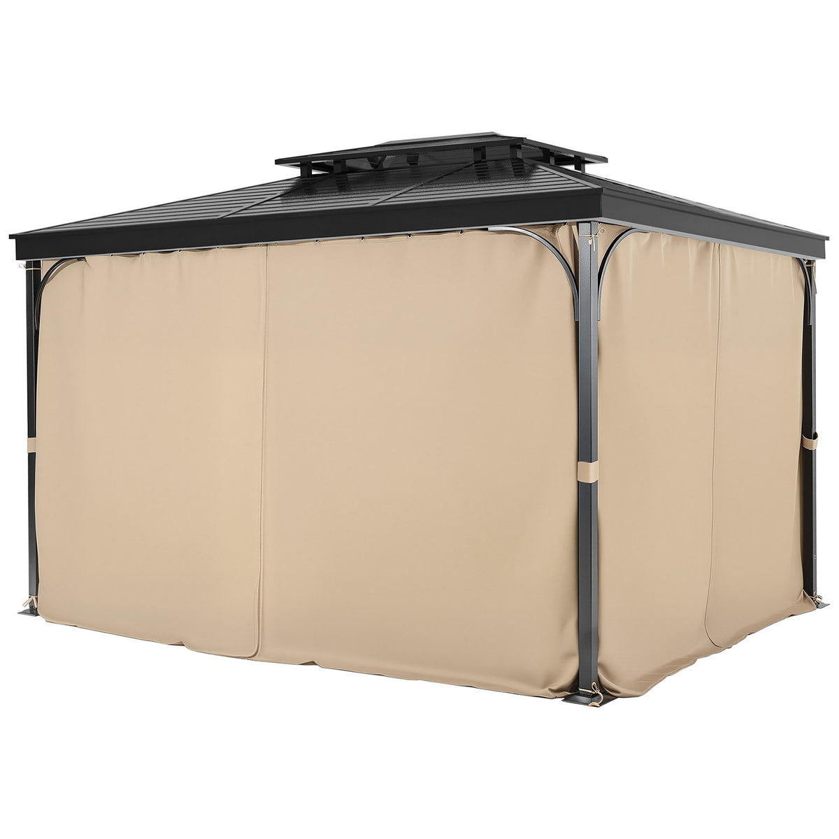 Gazebo Curtains Outdoor, 12' x 10' x 7.3' Gazebos, 4-Panel Sidewall Gazebo Privacy Curtains with Zippers, V952-SMLTCL12FT10QF3IIV0