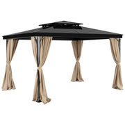 Gazebo Curtains Outdoor, 12' x 10' x 7.3' Gazebos, 4-Panel Sidewall Gazebo Privacy Curtains with Zippers, V952-SMLTCL12FT10QF3IIV0