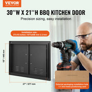 BBQ Access Door,762 x533 mm Double Outdoor Kitchen Door, Cold Plate Flush Mount Door, Wall Vertical Door with V952-SMMBSCJMHS30RL2L0V0
