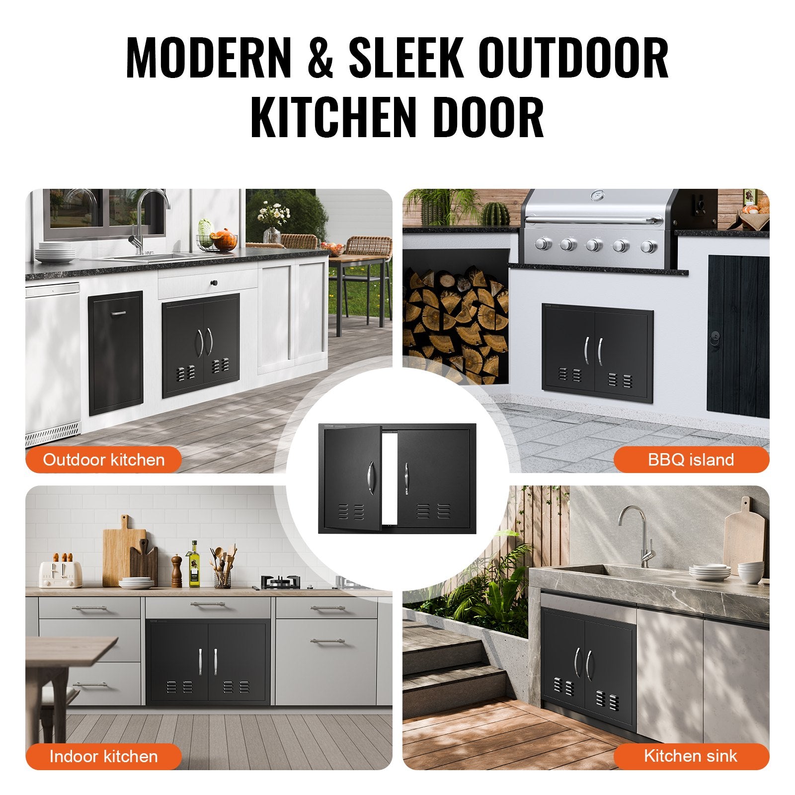 BBQ Access Door,762 x533 mm Double Outdoor Kitchen Door, Cold Plate Flush Mount Door, Wall Vertical Door with V952-SMMBSCJMHS30RL2L0V0