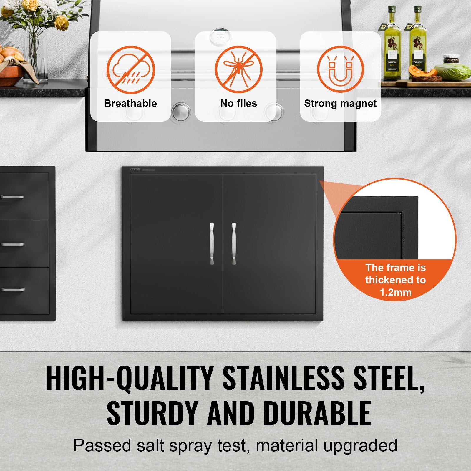 BBQ Access Door, 788x610 mm Double Outdoor Kitchen Door, Cold Plate Flush Mount Door, Wall Vertical Door with V952-SMMBSCJMHS31CL51JV0