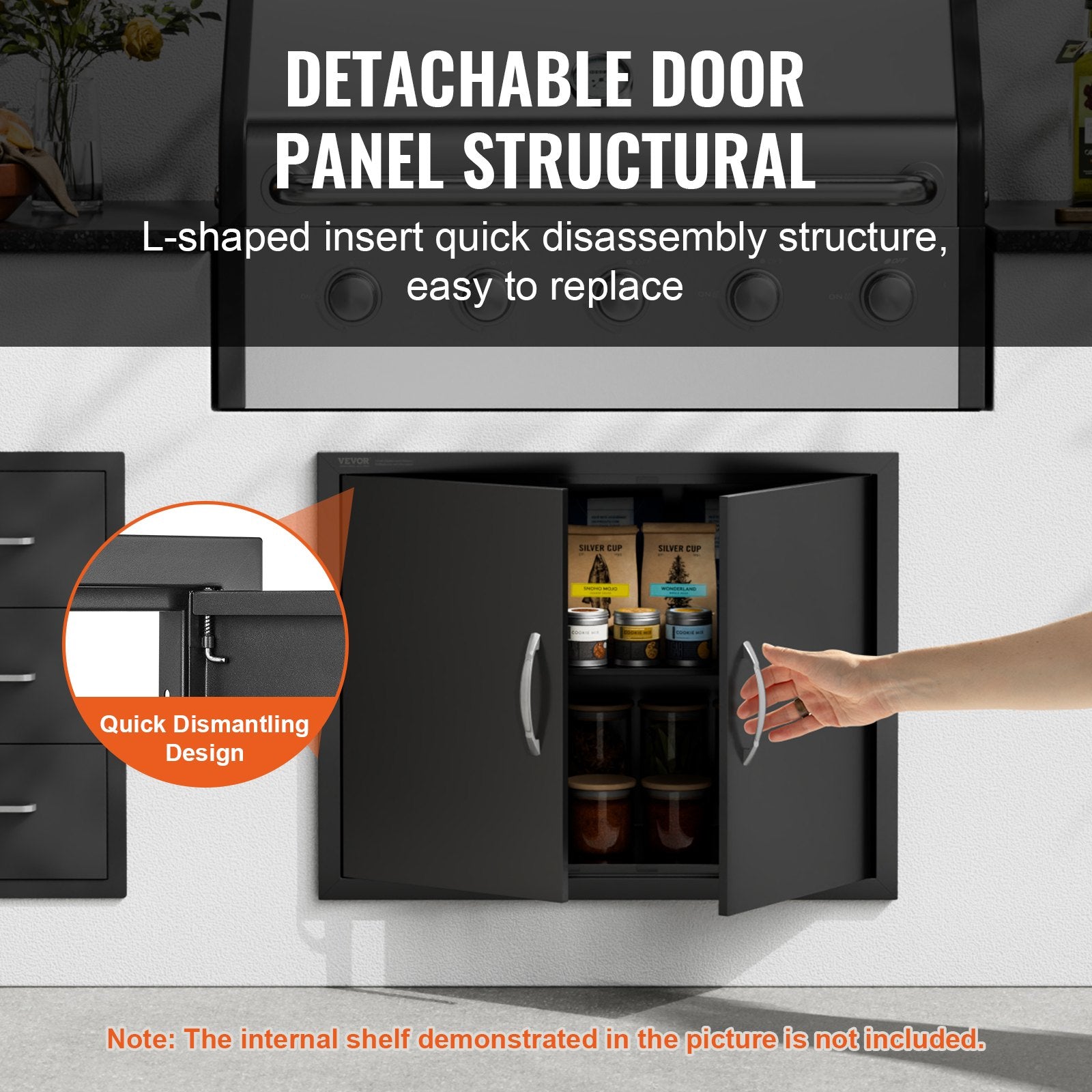BBQ Access Door, 788x610 mm Double Outdoor Kitchen Door, Cold Plate Flush Mount Door, Wall Vertical Door with V952-SMMBSCJMHS31CL51JV0