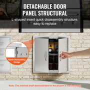 BBQ Access Door, 610x610 mm Double Outdoor Kitchen Door, Stainless Steel Flush Mount Door, Double Wall V952-SMMBSCJMYS245LWS1V0